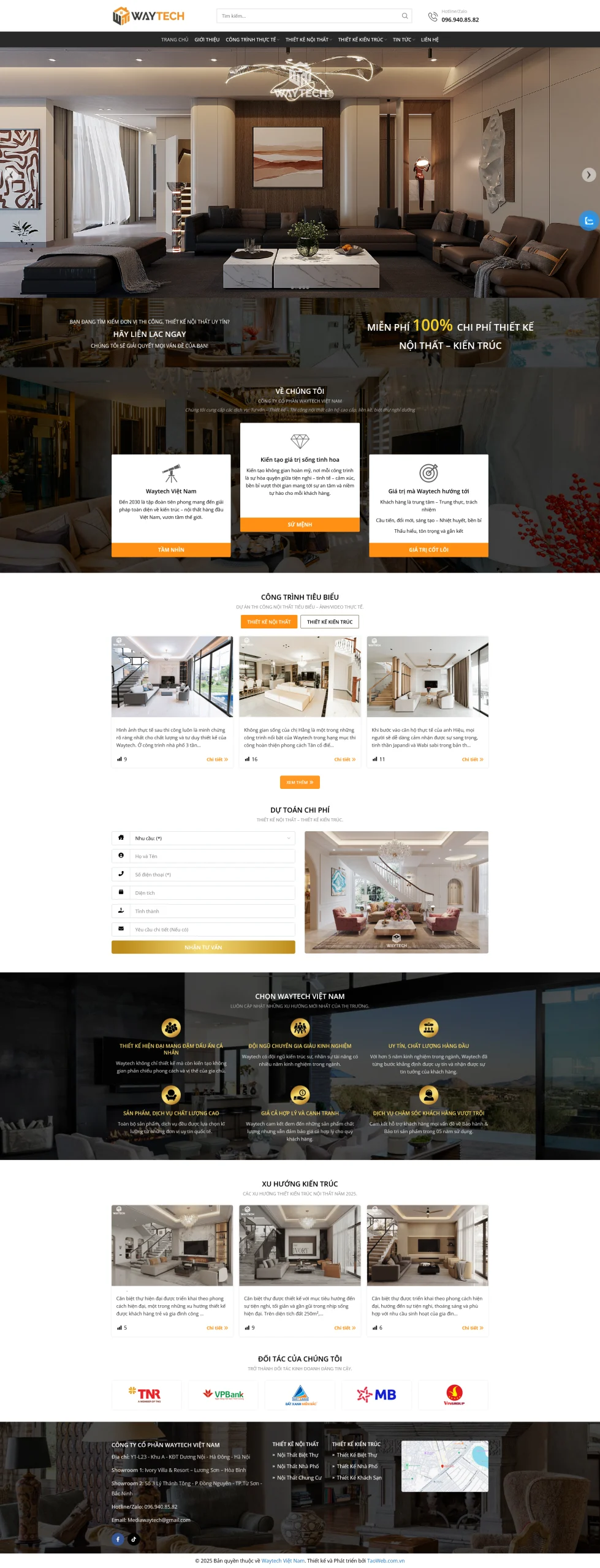 Thiết Kế Website Thiết Kế & Thi Công Nội Thất Waytech Việt Nam